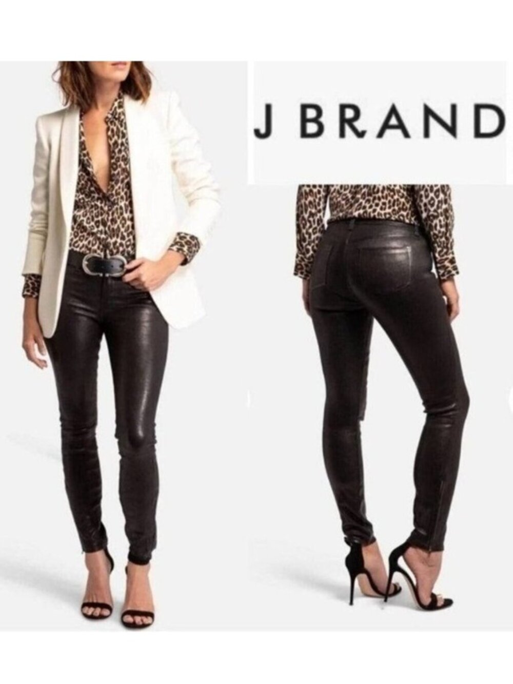 J Brand Lamb‎ Leather Zippered Ankle Skinny Pants Size 29